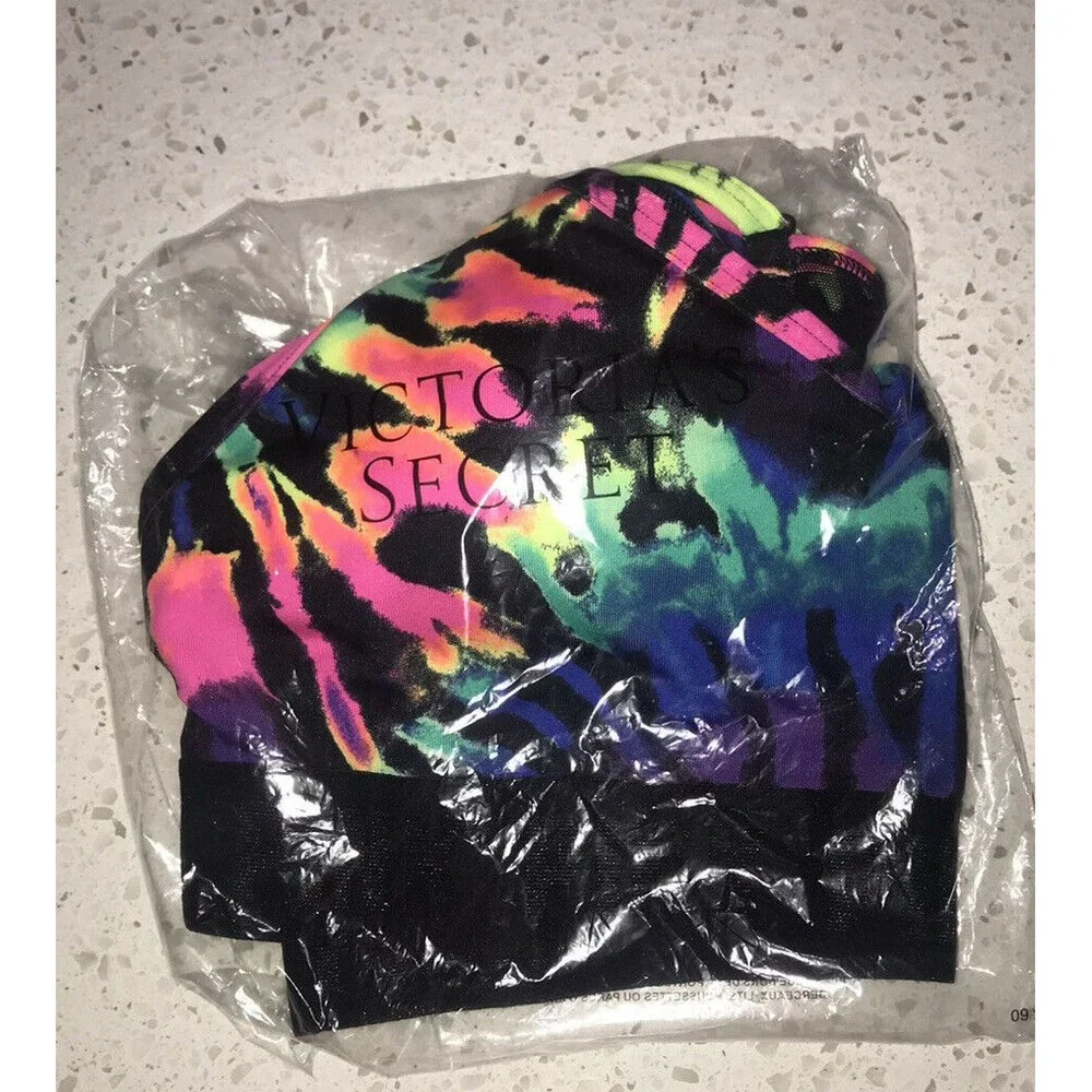 Vs Victorias Secret Pink Ultimate Lightly Lined Sport Bra Top Rainbow Tie Dye XL - Picture 6 of 7
